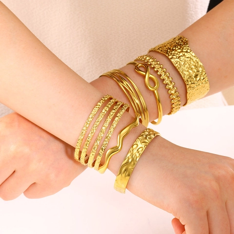 Brazaletes De Acero Inoxidable Ajustable Abierto Minimalista Geométrico Joyería Para Mujer Moderno Elegante