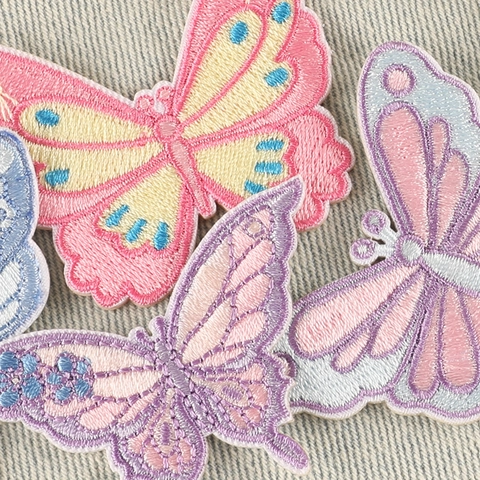 Butterfly Embroidery Appliques Colorful Polyester Self Adhesive Iron On Patches Decorative For Clothing Bags DIY