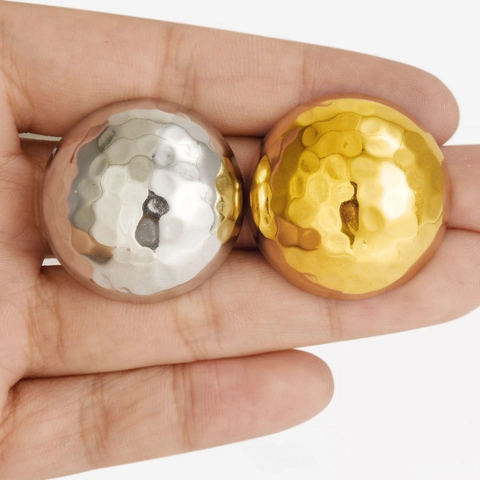 Orecchini a Bottone Tondi in Acciaio Inossidabile 304 Martellati Per Donna Design Vintage Lussuoso Forma a Cupola Oro Argento