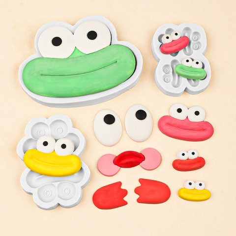Cartoon Sausage Mouth Eyes Silicone Mold DIY Resin Crafting Fondant Cake Decoration Chocolate Jewelry Accessories Funny