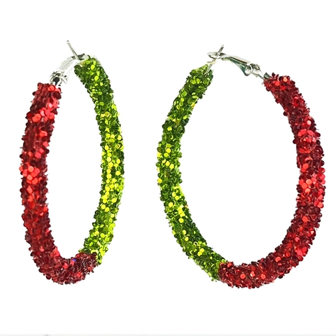 Hoop Ohrringe Strass Glitzer Weihnachten Party Großer Kreis Candy Cane Gestreift Für Frauen Silberner Ohrstecker