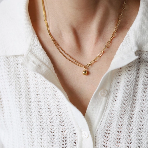 Modevolle Effen Kleur 304 Roestvrij Staal 18k Verguld Gouden Ketting