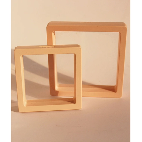 3D Floating Jewelry Display Box PE Film Square Suspension Necklace Earring Ring Storage Case Dustproof Transparent Frame