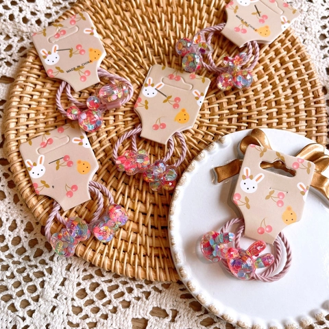 Coleteros Elásticos Para Niños Amuletos De Acrílico Rosa Con Lentejuelas De Colores Dibujos Animados Animal Flor Para Niñas