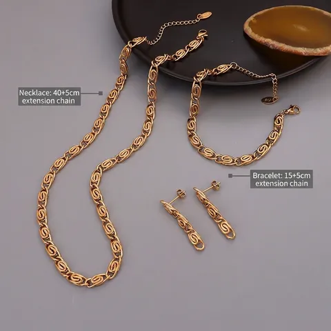 Chunky Twisted Chain Necklace Bracelet Earrings Titanium Steel 18K Gold Plated Jewelry For Women Hip Hop Accessories