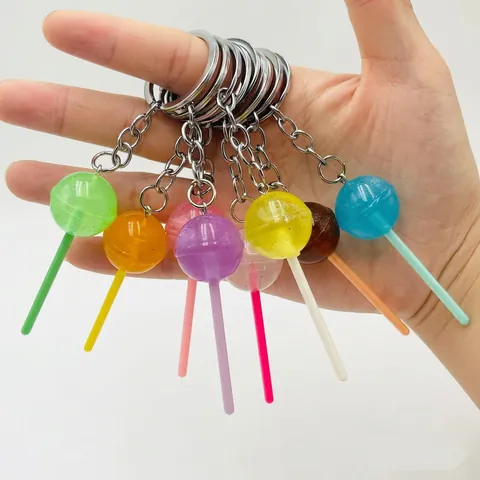 Lollipop Schlüsselanhänger Simulation Essen Acryl Harz Bunt Transparent Leuchtend Tasche Anhänger Im Dunkeln Leuchten