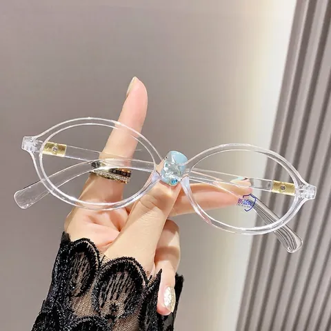 Retro Oval Blue Light Blocking Glasses PC Frame Lightweight Anti Eye Strain Optical Eyewear For Men Women Students