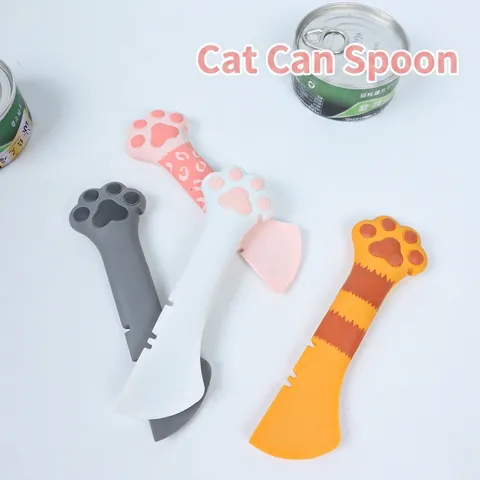 Cuillère Pour Conserves Animaux Silicone Forme Griffe Chat Ouvre Boîte Multifonction Pelle Alimentaire Couvercle Réutilisable Chat Chien