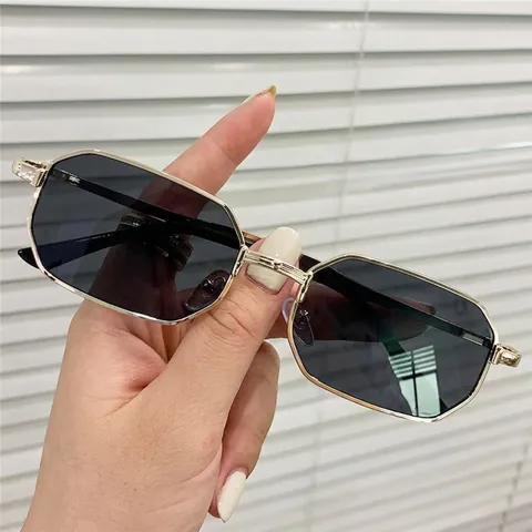 Octagon Polygon Sunglasses Metal Frame Retro Punk Rock Small Geometric Eyewear Unisex UV Protection