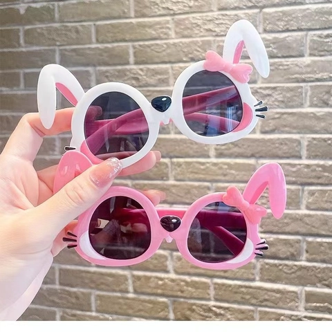 Kids Cartoon Bunny Ear Sunglasses Flexible Durable Frame UV400 Protection Foldable Eyewear For Toddler Boys Girls