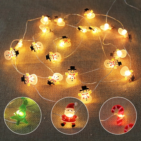 Christmas LED String Lights Copper Wire Battery Operated Plastic Warm White Holiday Fairy Lamps With Multi Shapes