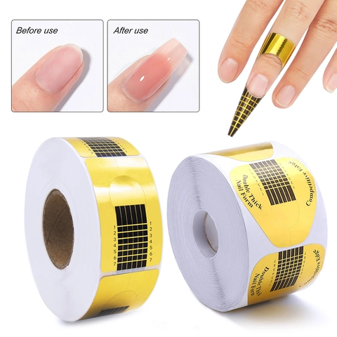 Gouden Nagelverlenging Sjablonen Dubbel Dik Zelfklevend Papier Met Schaal Voor UV Gel Acryl Professionele Salon