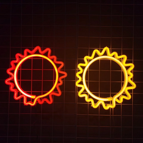LED Sonne Neon Schild Licht Wanddeko USB Batterie PC Hängelampe Zimmer Party Festival Atmosphäre