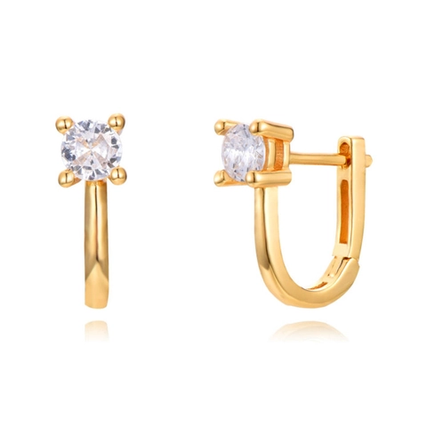 Orecchini a Cerchio a Forma di U in Rame Minimalisti Con Perno in Argento Sterling 925 Gioielli Geometrici Con Strass per Donna