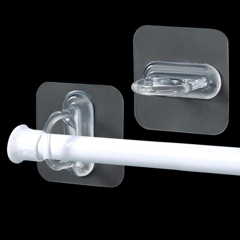 Gancio Ad Anello Adesivo Da Parete Senza Fori Plastica Trasparente Per Bottiglia Di Bagnoschiuma Supporto Per Asta Da Tenda