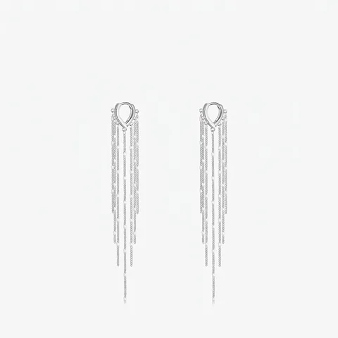 925 Sterling Silber Lange Quasten Creolen Für Frauen Elegante Herz V Form Hängeohrringe Minimalistischer Luxus