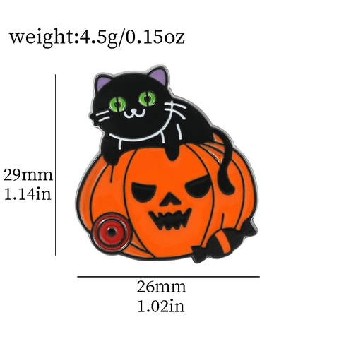 Halloween Gatto Smalto Pin Lega Spilla Zucca Cappello Da Strega Distintivo Cartone Animato Per Vestiti Zaino Accessori Regalo