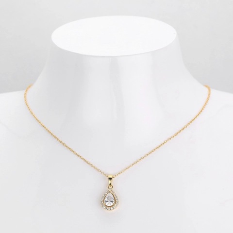 Lussuosi Gioielli Collana E Orecchini In Argento Sterling 925 Goccia D'Acqua Con Strass Per Donna Accessori Per Matrimoni