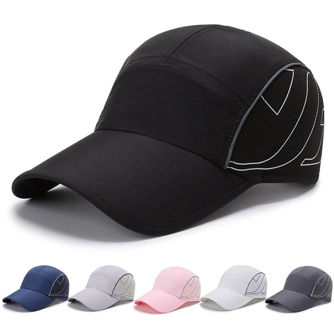Quick Dry Baseball Cap Polyester Mesh Breathable Outdoor Sport Sun Hat Adjustable Curved Brim Unisex