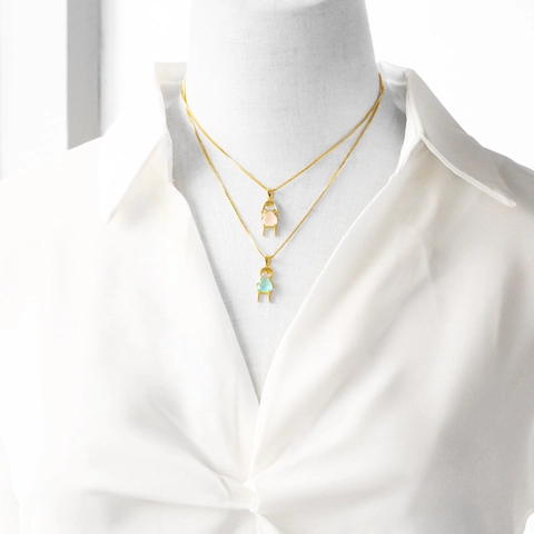 Collana Pendente Ragazzo Ragazza Cuore Zirconia Rame Placcato Oro Ottone Gioielli Minimalisti Regalo Donna