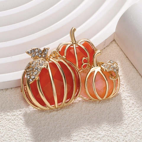 Kürbis Brosche Legierung Strass Halloween Erntedankfest Herbst Mode Anstecknadel Accessoire Für Damen