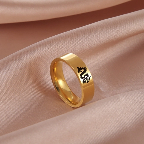 Anillo Patrón De Dragón De Acero Inoxidable Grabado Tótem Punk Vintage Moda Joyería Accesorios Para Hombres Unisex Regalo
