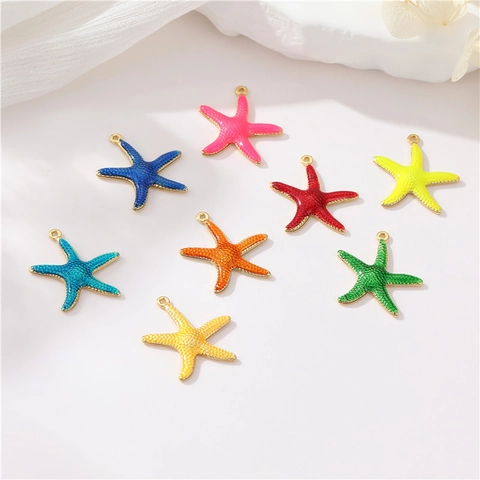 Pendentif Étoile De Mer Cuivre Émail Animal Marin Charms Colorés DIY Accessoires De Bijoux Pour Collier Bracelet Femmes