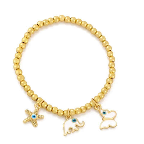 Bracciale In Rame Placcato Oro Da Donna Con Zircone Cuore Elefante Fiore Ciondoli Religiosi Catena Regolabile