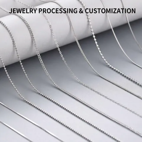 925 Sterling Silver Chain Necklace For Women Men White Gold Plated Minimalist Basic Link Box Cuban Snake DIY Jewelry