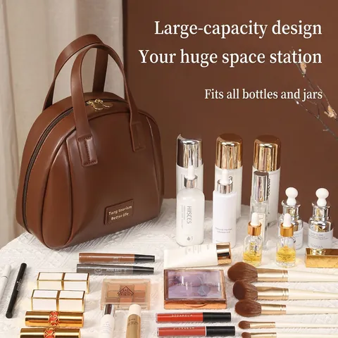 Große Kosmetiktasche Wasserdichte PU Leder Reise Kosmetik Organizer Tasche Elegant Für Frauen Mädchen