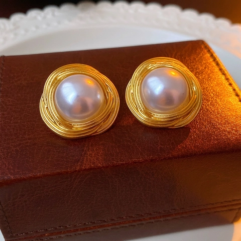 Orecchini A Lobo Stile Vintage Retrò Con Perla Artificial Sintetica E Perno In Argento Sterling 925 Lusso Francese Elegante