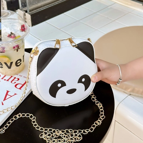 Sac À Épaule Dessin Animé Pour Enfants Cuir Pu Mignon Panda Ours Sac Bandoulière Avec Chaîne En Métal Pour Filles