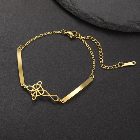 304 Stainless Steel Celtic Knot Infinity Heart Cross Bracelet For Women 18K Gold Plated Adjustable Minimalist Jewelry Gift