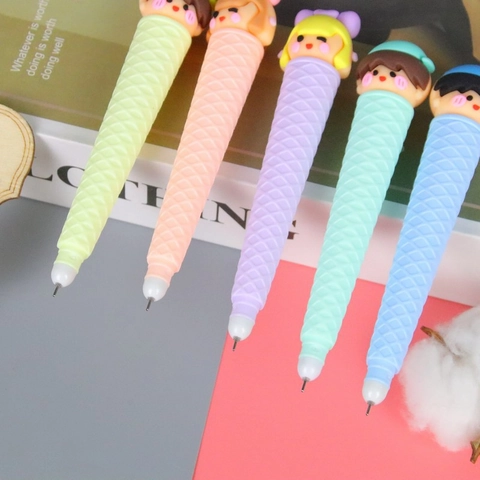 Cute Cartoon Ice Cream Cone Gel Pens Plastic Creative Anti Slip Student Stationery Macaron Colors Characters