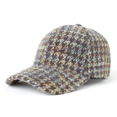 Gorra De Béisbol De Tweed Moteado Punto Felpa Cálida Cortavientos Al Aire Libre Street Vintage Ajustable Unisex