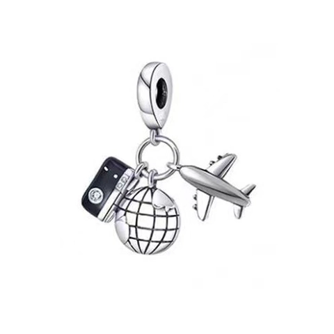 Reiseserie Charms Legierung Emaille Zirkon Anhänger Perlen Für DIY Armband Flugzeug Globus Eiffelturm Einkaufstasche