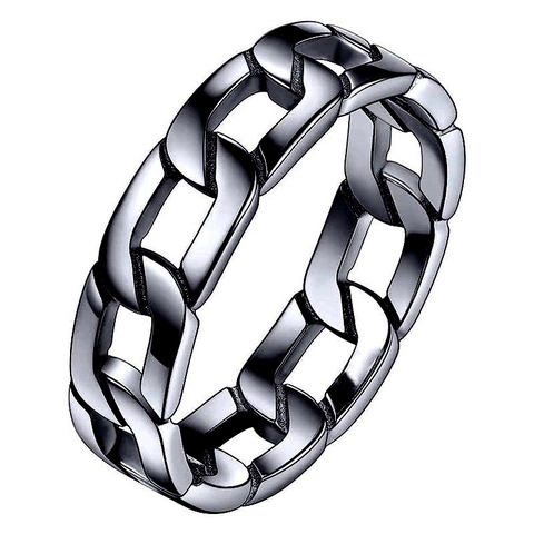 Minimalist Cuban Chain Link Ring High Polished Copper Industrial Punk Style Fashion Accessory For Women And Men