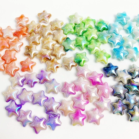 Star Shape Pentagram Beads UV Plating Gradient Iridescent Acrylic For DIY Jewelry Making Crafts Novelty