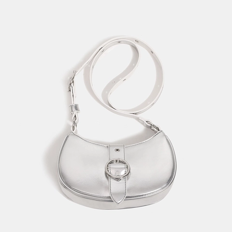 Borsa Sottobraccio Donna Pelle PU Mezzaluna Borsa A Spalla Grande Fibbia In Metallo Tracolla Regolabile Minimalista Y2K