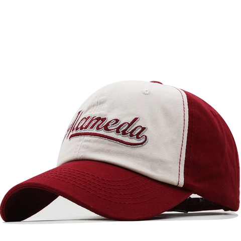 Vintage Baseball Cap Cotton Contrast Color Letter Embroidery Curved Brim Sun Hat Adjustable Retro Casual For Unisex