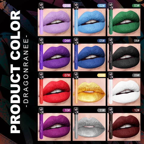Lucidalabbra Opaco Design Teschio Impermeabile Lunga Durata Halloween Vampiro Goth Trucco Creativo Rossetto Liquido