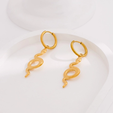 Vintage Persoonlijkheid Slangvormige Oorbellen Voor Vrouwen Roestvrij Staal 18K Verguld Dier Ontwerp Oorbellen Sieraden Cadeau