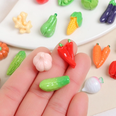 Miniature Resin Vegetables Simulation Mini Charms Realistic For DIY Jewelry Phone Case Cartoon Food Play Accessories