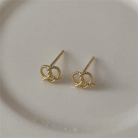 Orecchini A Lobo Cuore Pretzel Linea Intrecciata Argento Sterling 925 Minimalista Elegante Gioielli Di Moda Per Donne