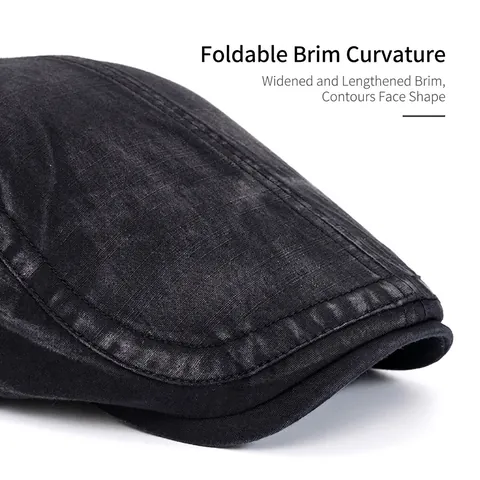 Retro Washed Cotton Ivy Cap For Men Vintage Adjustable Flat Cap Sun Protection Breathable Beret British Style Unisex