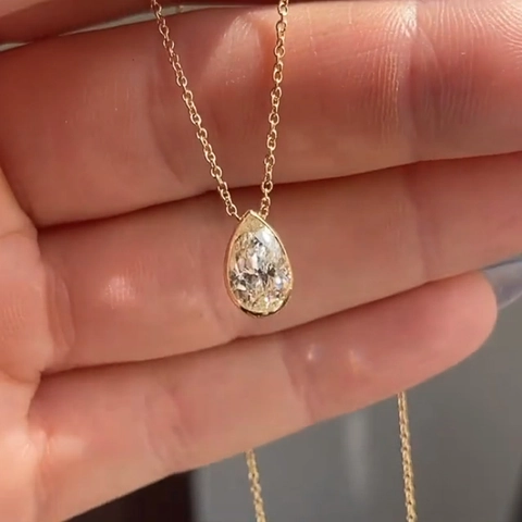 Druppel Hanger Ketting Koper Verguld Zirconia Peer Geslepen Luxe Bruiloft Banket Sieraden Voor Dames