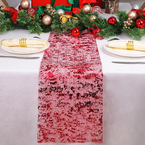 Sparkle Metallic Foil Table Runner Mesh Fabric Party Wedding Christmas Holiday Dining Table Decoration Elegant
