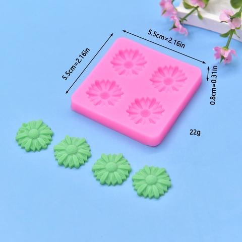 Daisy Flower Shape Silicone Mold For Fondant Cake Decoration DIY Hand Soap Candle Making Craft Tool Pink