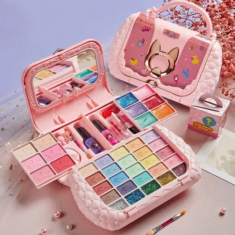 Trousse Maquillage Enfant Lavable Sac À Main Princesse Fille Jeu De Rôle Portable Hydrosoluble Matériau Sûr