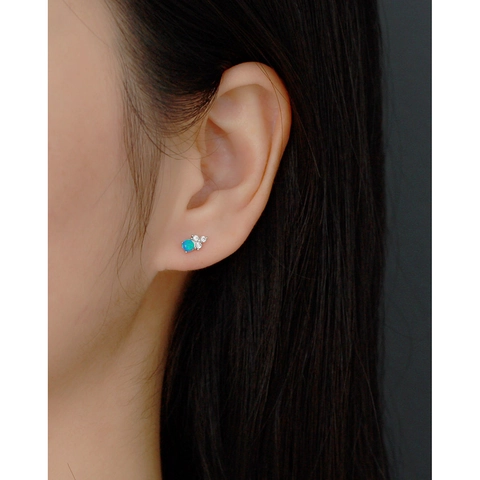 Blue Opal Ohrstecker Mit 925 Sterling Silber Ohrstecker Zierlicher Zirkonia Cluster Täglicher Geometrischer Schmuck Damen